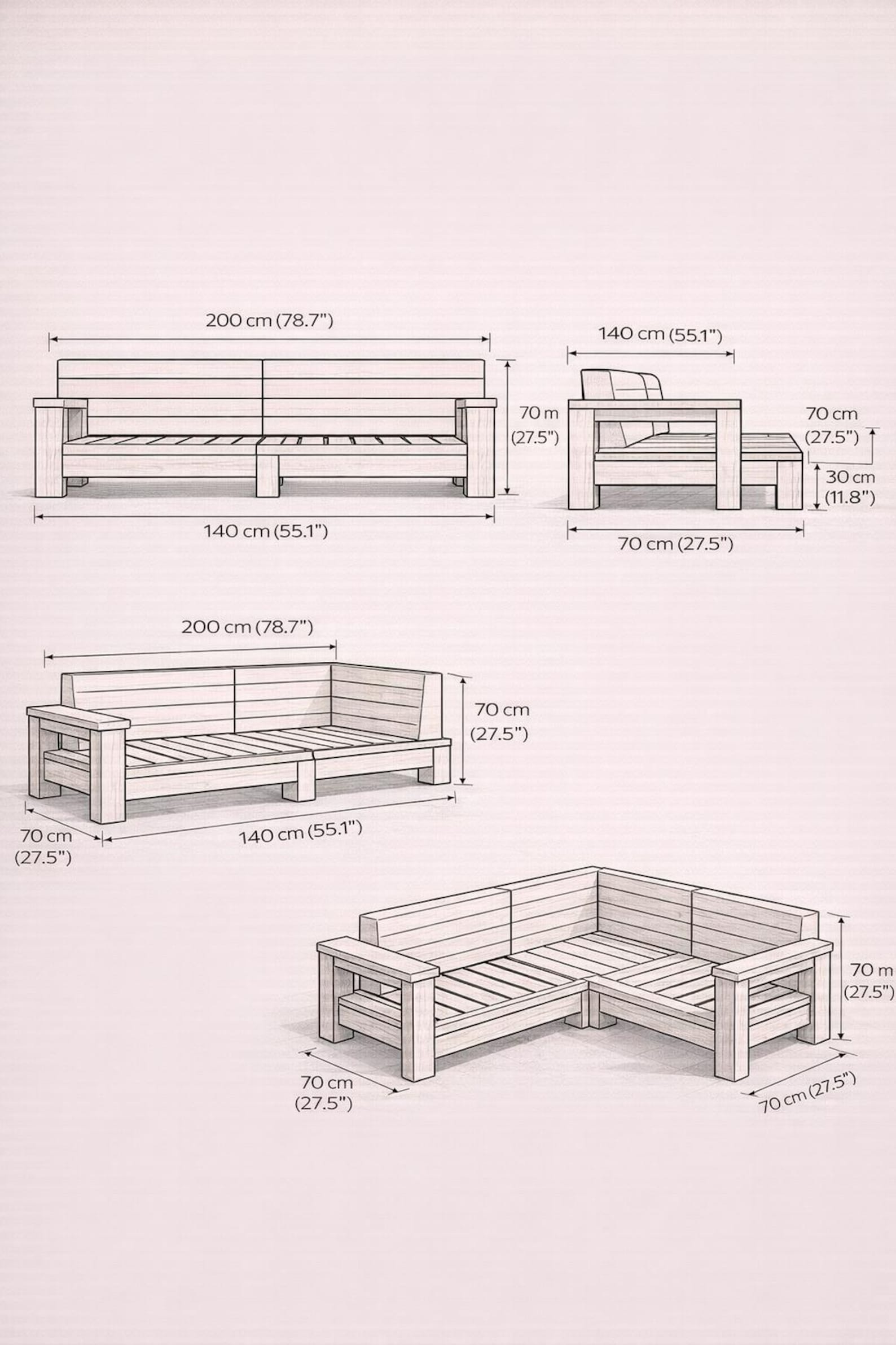 Outdoor Sectional Sofa Plans PDF | DIY Patio Furniture Set - Etsy