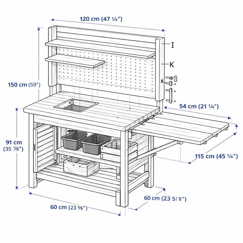 Garden Potting Bench Plans | DIY Woodworking Workstation (PDF Download ...