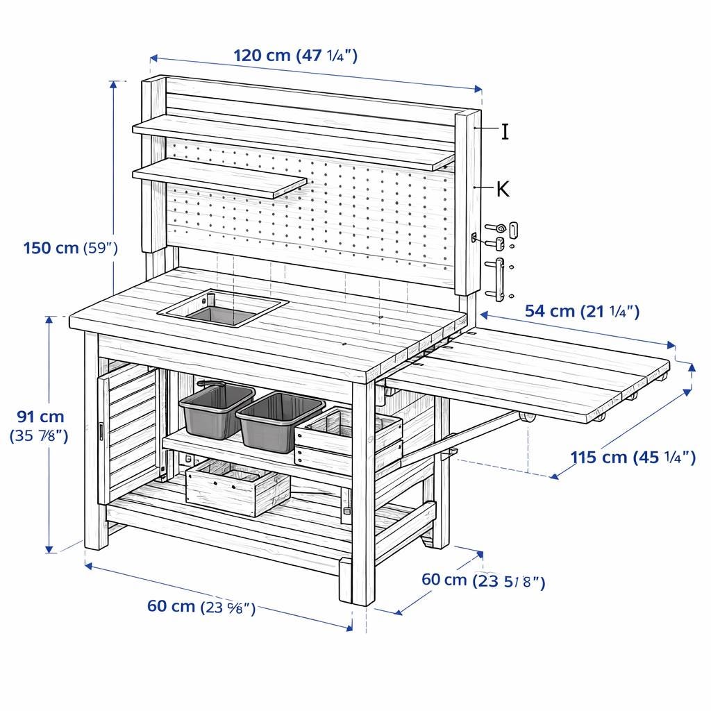 Garden Potting Bench Plans | DIY Woodworking Workstation (PDF Download ...