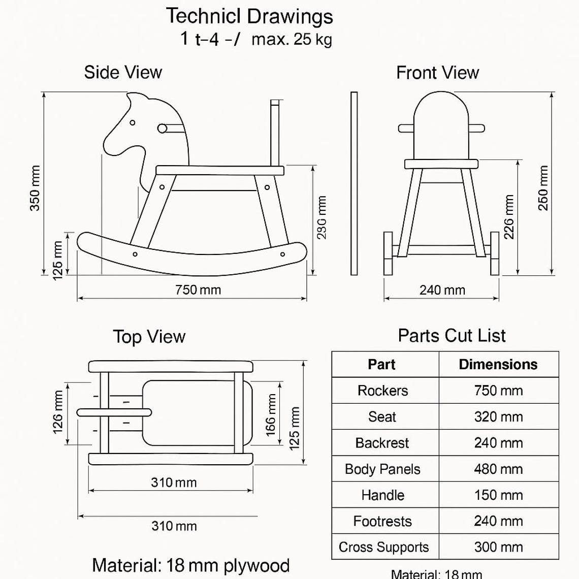 Morgan Rocker Plans Wooden Rocking Horse Plan – DIY Ride-on Toy Blueprint | Kids Wooden ...