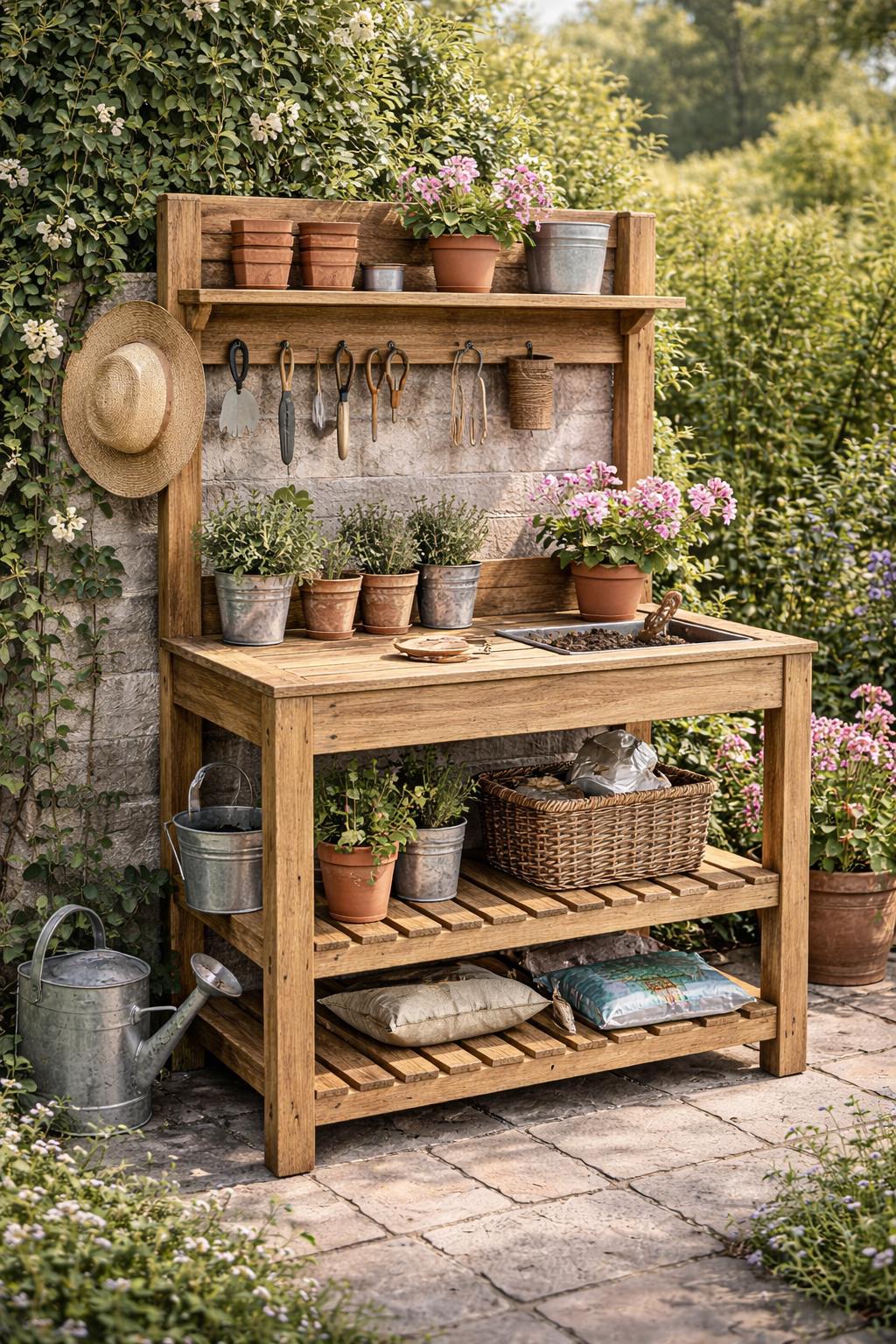 Wooden Potting Bench Plans PDF | DIY Garden Work Table - Etsy Australia