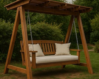 Outdoor Swing Bed Plan – Wooden Hanging Daybed – DIY Porch & Garden Lounger Blueprint