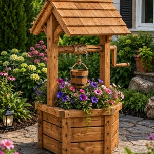 Wooden Wishing Well Planter Plans | DIY Garden Blueprint (PDF Download)