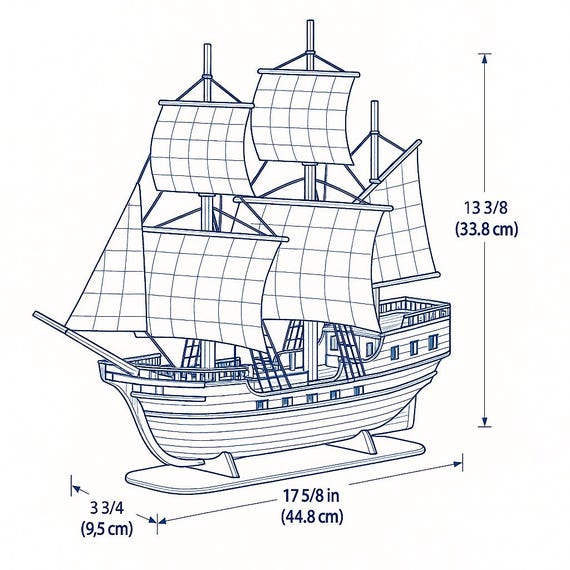 クラシック帆船模型プラン – DIY木製帆船の設計図 – 航海装飾PDF