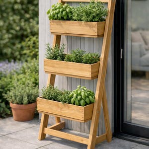Progetto per orto verticale di erbe aromatiche in PDF / Fioriera verticale in legno fai da te