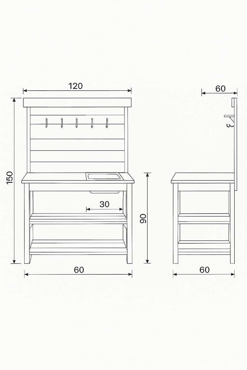 Garden Potting Bench With Sink Woodworking Plan, DIY Rustic Outdoor ...