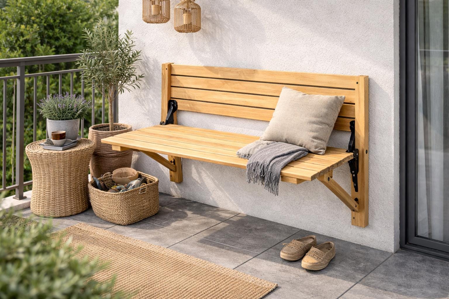 An der Wand befestigte Klappbank-Pläne | DIY Gartensitzmöbel (PDF Plan)