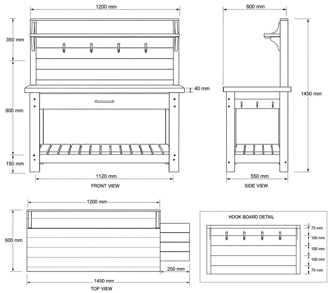 Outdoor Wooden Potting Bench Plans PDF | DIY Garden Work Table ...