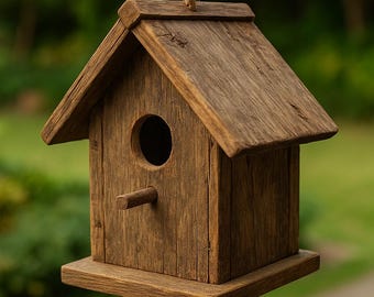 Casetta per uccelli rustica in legno fatta a mano – Rifugio per animali selvatici da giardino pensile