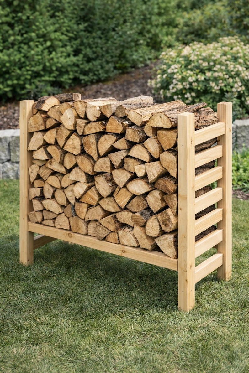 Timber Log Rack Diy DIY Wooden Firewood Rack Plans | Outdoor Log Holder (PDF Plan) - Etsy