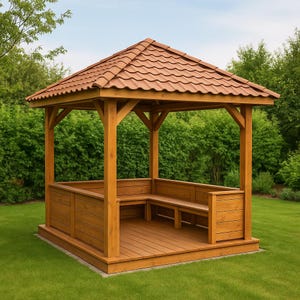 Square Wooden Gazebo Plan | Outdoor Garden Pavilion | DIY Woodworking PDF | Backyard Pergola Blueprint