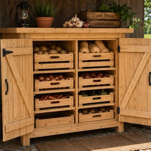 Wooden Root Cellar Cabinet Plans | Farm Produce Storage DIY (PDF)