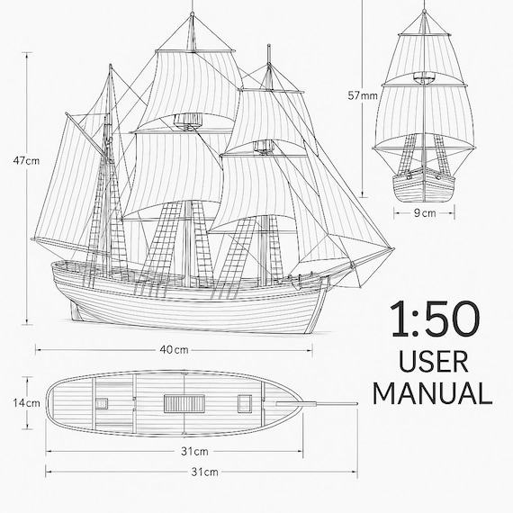 帆船模型設計図：DIY木製帆船設計図（PDFダウンロード） - Etsy 日本