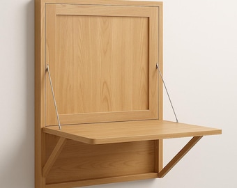 Wall-Mounted Drop-Down Desk Plan – DIY Foldable Wall Desk Blueprint – Space-Saving Furniture PDF