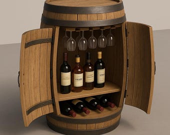 Wine Barrel Cabinet Woodworking Plan: Rustic DIY Bar (Digital Download)