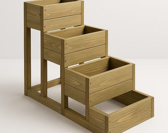 3-Tier Wooden Planter Box DIY Kit: Herb & Flower Garden