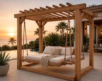 Outdoor Hanging Daybed Frame Plans | DIY Patio Swing Bed Blueprint PDF