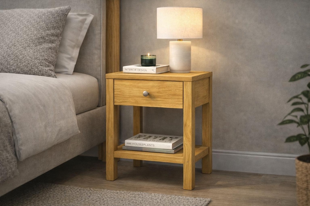 Modern Bedside Table Plans | Wooden Nightstand With Open Shelf DIY PDF ...