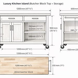 DIY Rolling Kitchen Island Plans – Solid Wood Cart With Storage (PDF ...