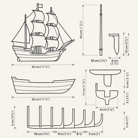 DIY海賊船模型計画：木製ガレオン船の設計図（PDFダウンロード