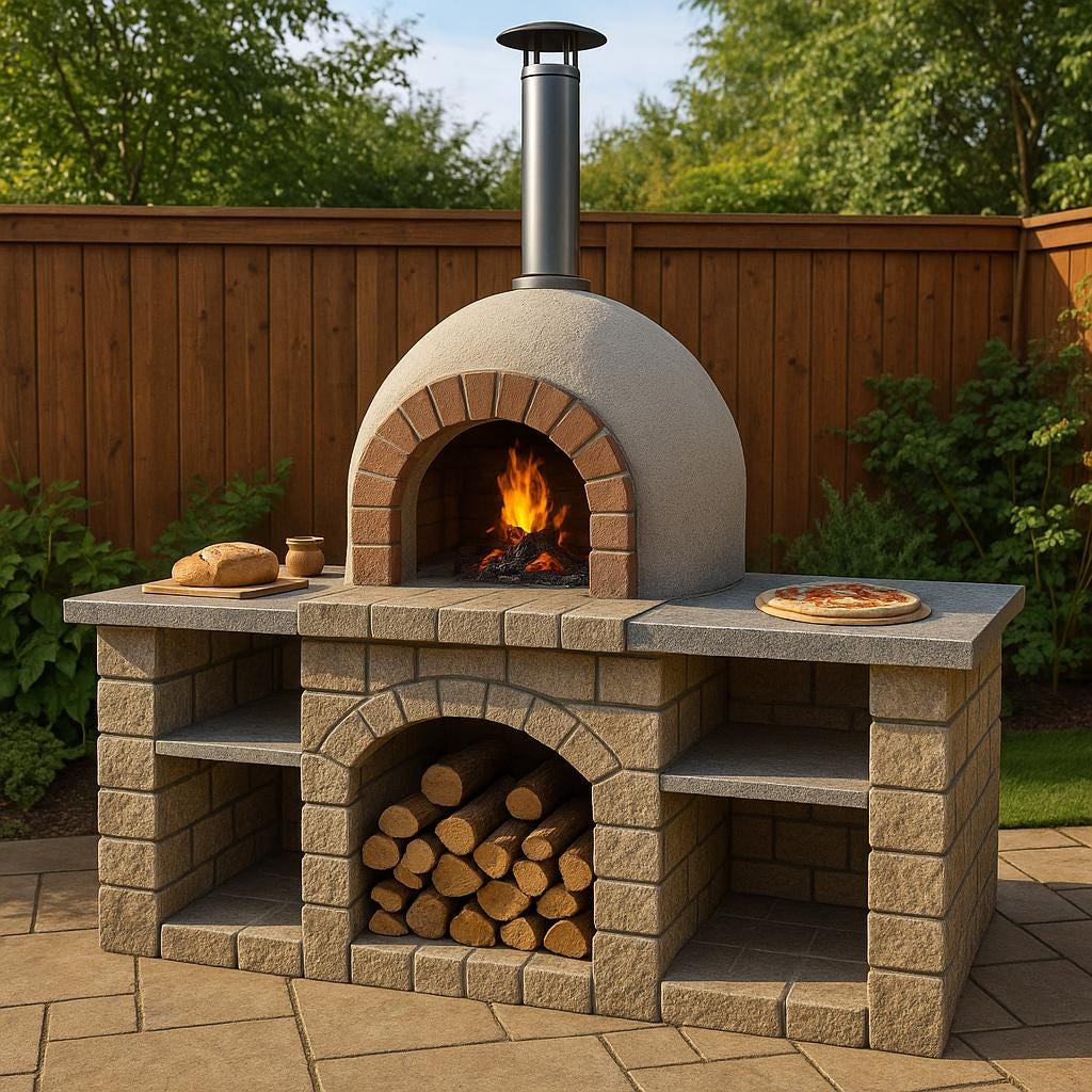 Outdoor Pizza Oven Station – DIY Backyard Brick Oven Plan – Garden Cooking PDF Blueprint