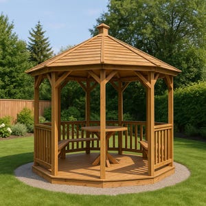 Hexagonal Gazebo DIY Plan – Outdoor Wooden Pavilion Blueprint (PDF Download)