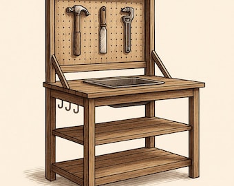 Foldable Work Bench PDF Plan – DIY Compact Folding Work Table for Garage or Workshop