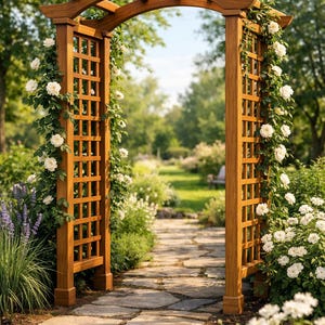 DIY Wooden Garden Arbor Plans PDF | Trellis Arch for Climbing Plants