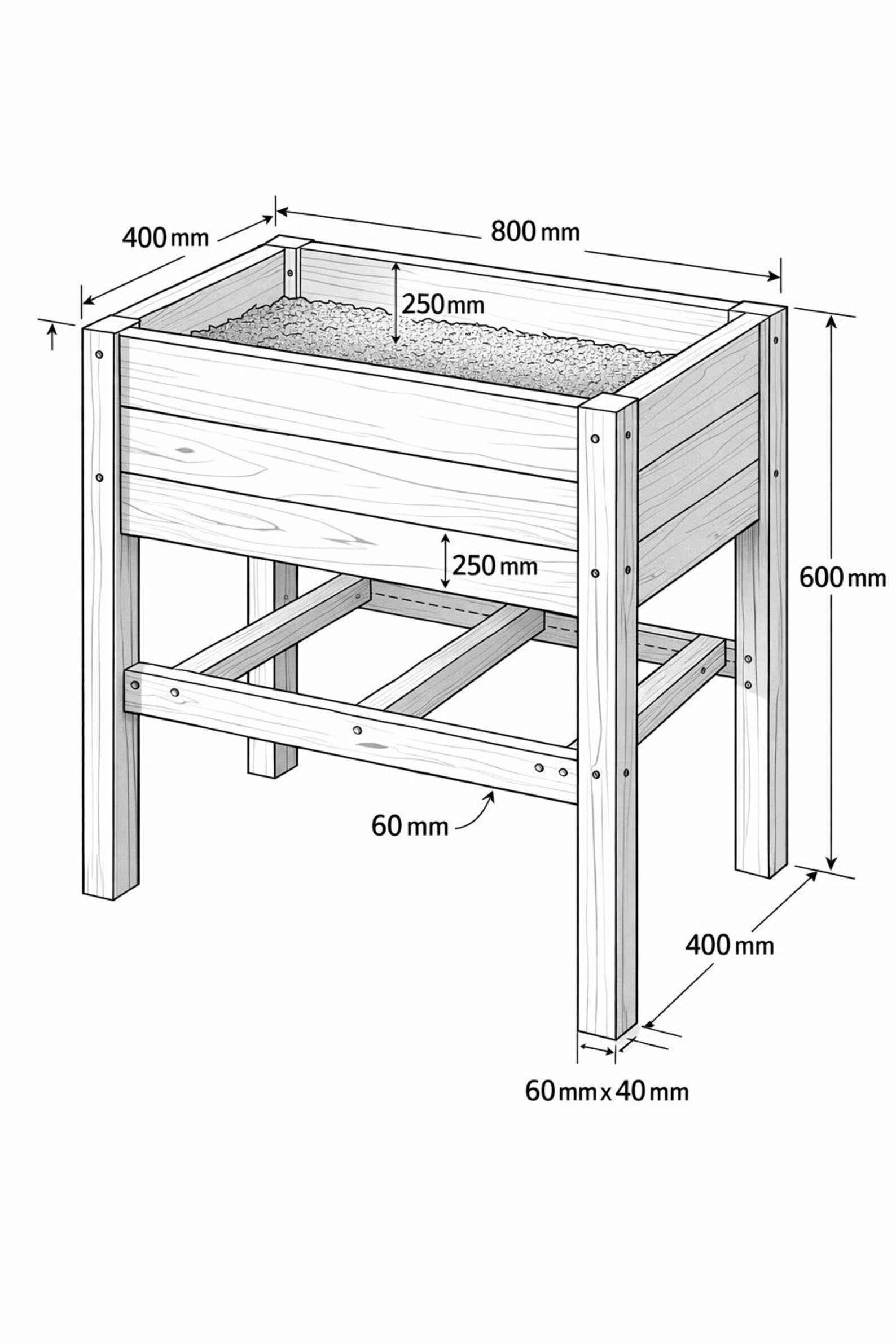Raised Garden Bed Plans PDF | DIY Wooden Planter Box With Legs - Etsy
