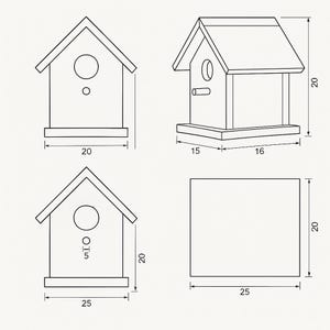 Birdhouse Plans PDF – DIY Wooden Bird House Blueprint With Measurements