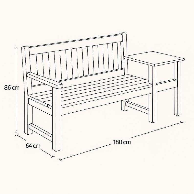 Garden Bench With Side Table Plan - Etsy