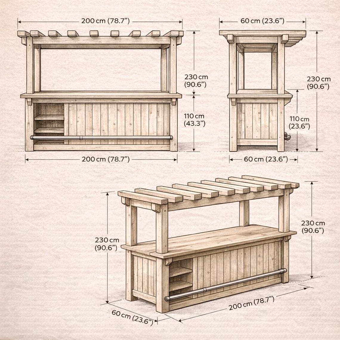 Outdoor Wooden Bar Plans PDF | DIY Patio Bar Table - Etsy