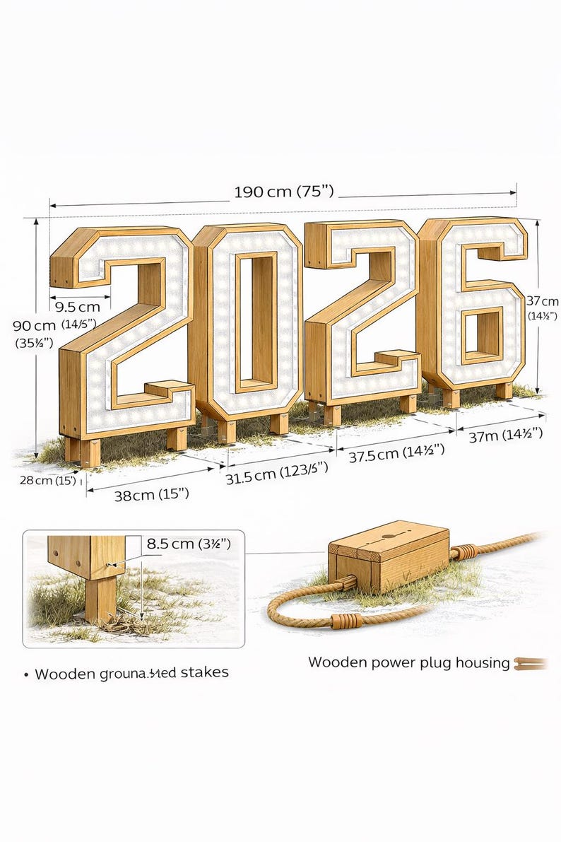 Wooden 2026 Yard Numbers Plans – DIY Outdoor New Year Garden Decoration ...