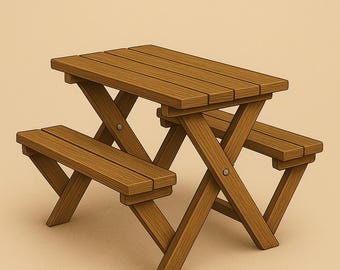 Foldable Picnic Table Plan – DIY Outdoor Bench and Table Combo – Printable Woodworking PDF