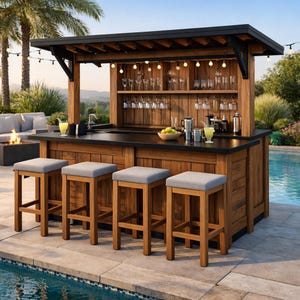 DIY Outdoor Bar Set Plans PDF | Build Your Own Garden Bar with Stools