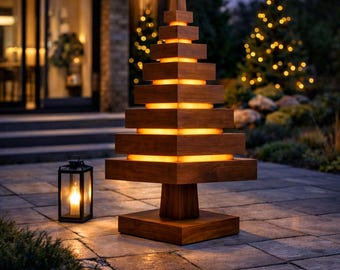 Outdoor Wooden Christmas Tree Plans – Diy Illuminated Garden Holiday Decor Blueprint Pdf