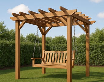 Outdoor Wooden Swing Pergola | Garden Hanging Seat | DIY Backyard Swing Chair Plan