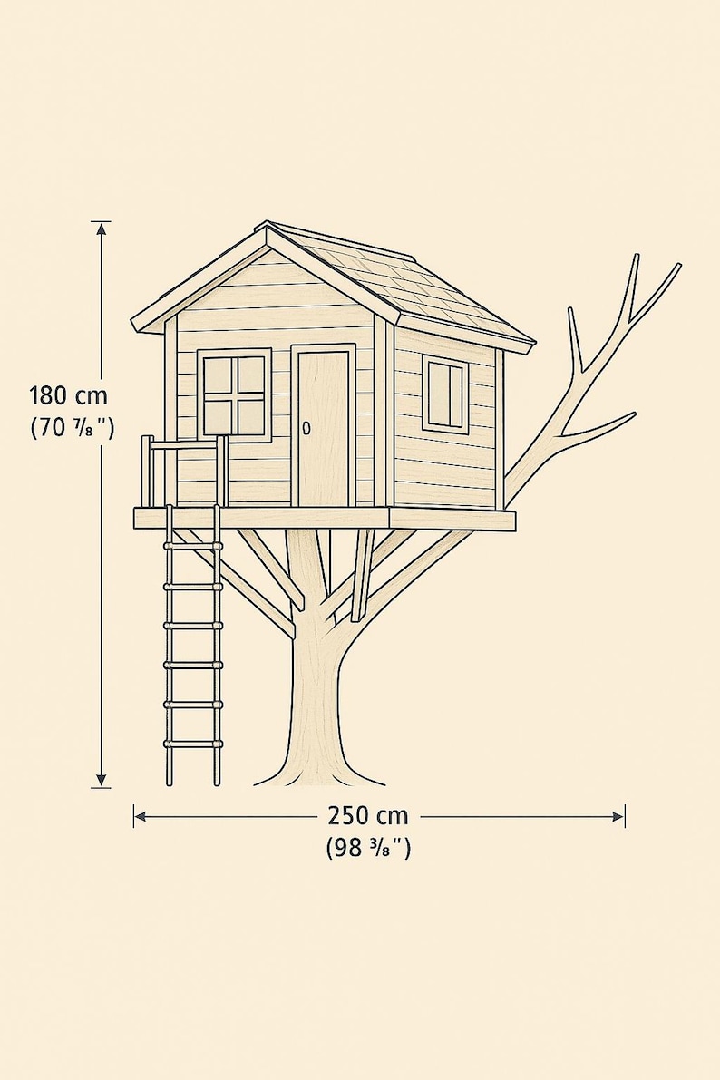 DIY Treehouse Woodworking Plan – Printable Blueprint for Kids Outdoor ...