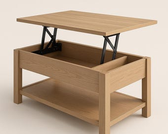 Plano para construir una mesa de centro convertible en madera, mesa elevable para bricolaje (descarga en PDF)