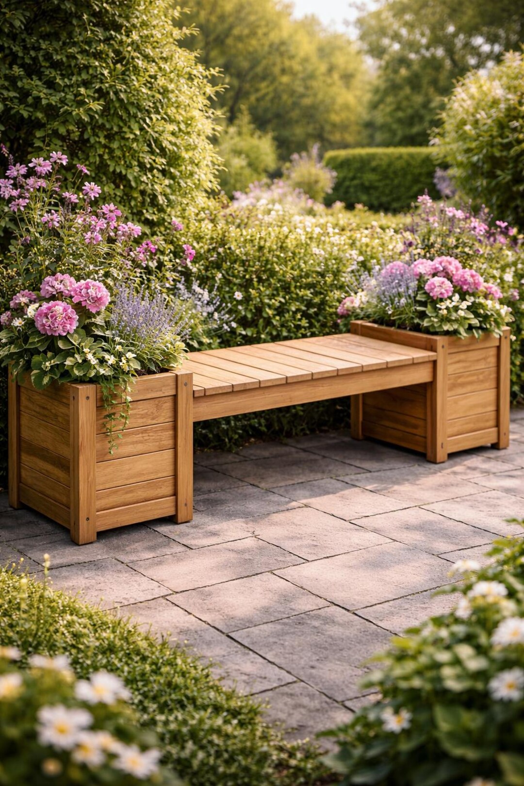 Garden Bench With Planters Plans PDF | DIY Outdoor Seating With Built ...