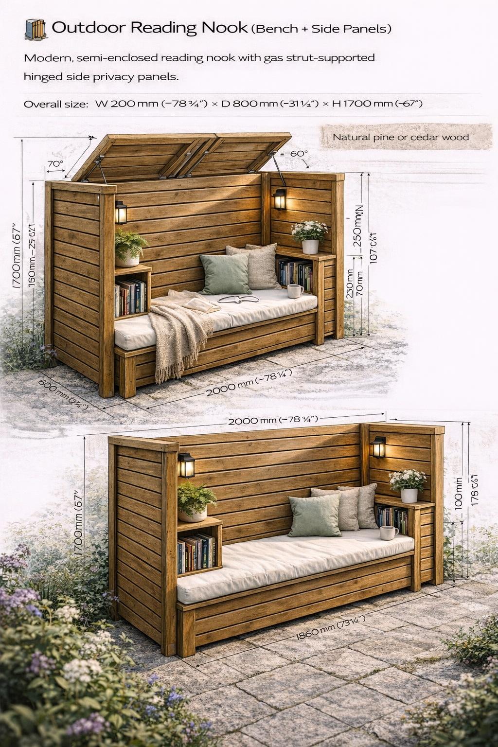Outdoor Reading Nook Plans – DIY Cozy Wooden Garden Lounge Seat With ...