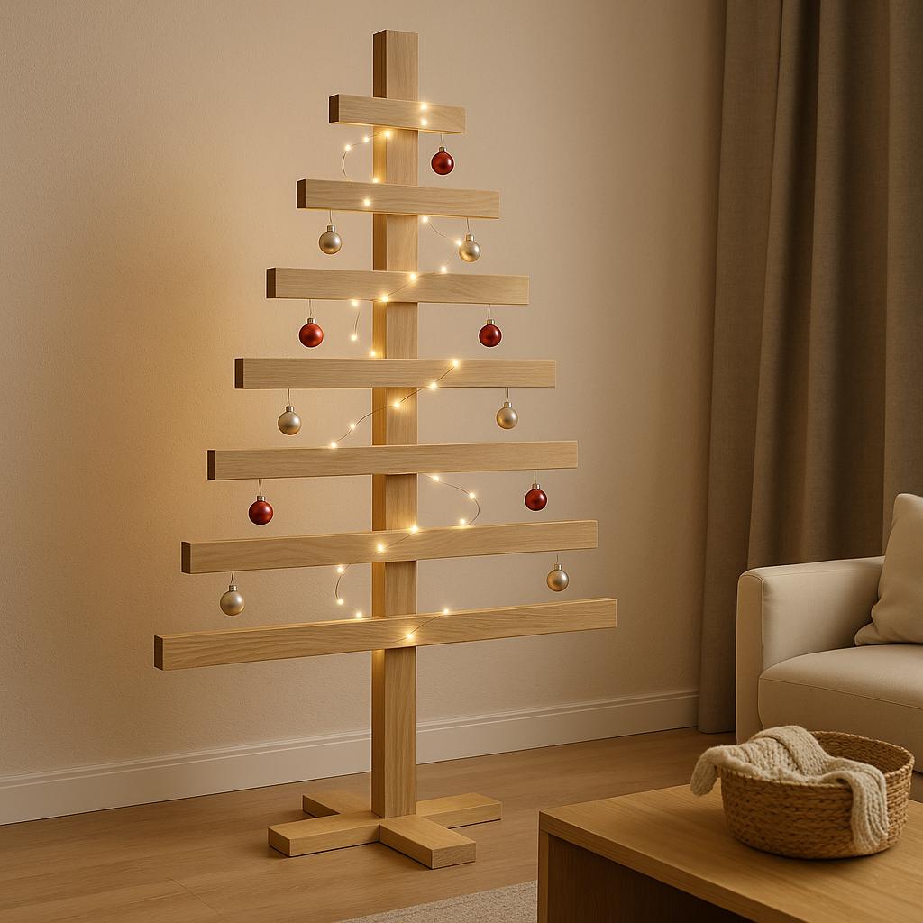 34 Space-Saving Christmas Decor Ideas for Apartments 2 Modular Wooden Christmas Tree Plan - DIY Minimal Holiday Tree Blueprint