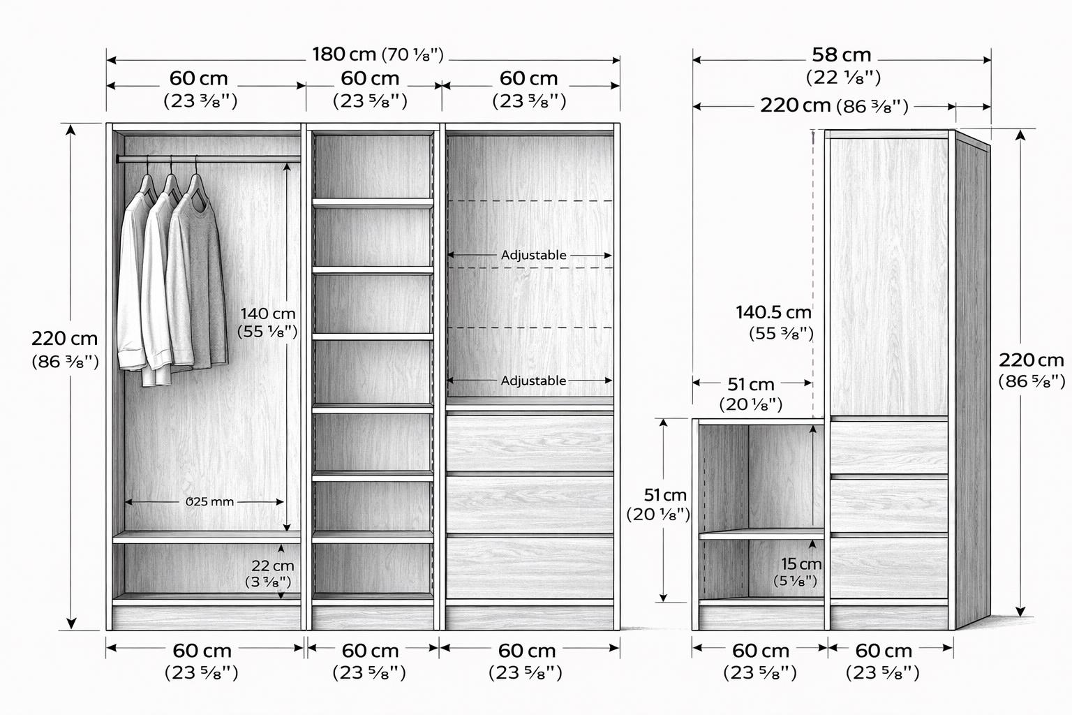 Modular Wardrobe Plans – DIY Wooden Closet System Build Blueprint PDF ...
