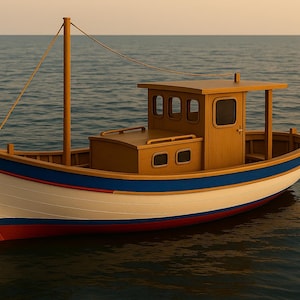 Simple Classic Fishing Boat – Wooden Model Plan PDF – Printable DIY Blueprint