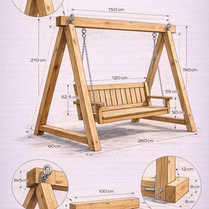 Wooden Garden Swing Stand Plans | DIY Outdoor Porch Swing Frame (PDF ...
