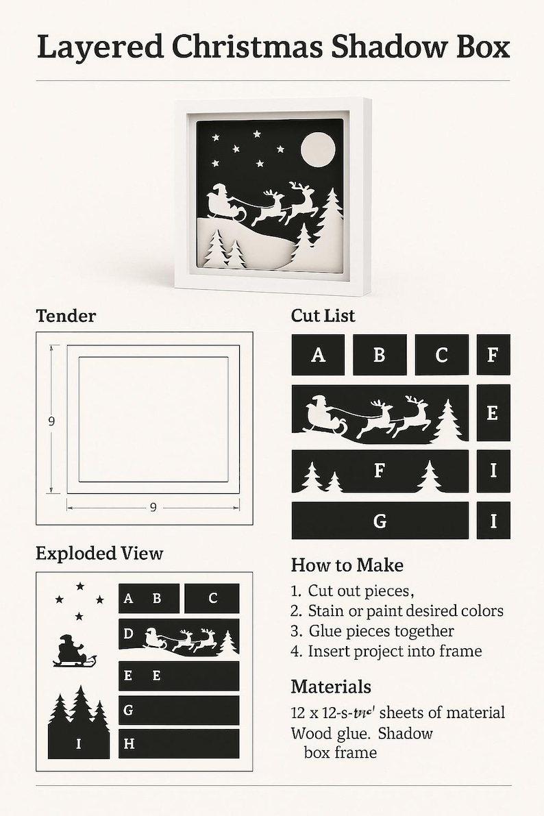 Shadow Box Order Form Christmas Wooden Shadowbox – A4 Layered Papercraft & Woodworking ...