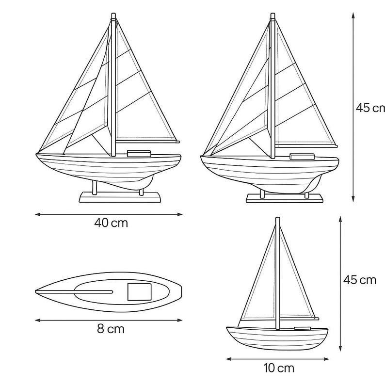 Sloop Dimensions Handmade Wooden Sailboat Model: Rustic Nautical Decor, 40cm - Etsy