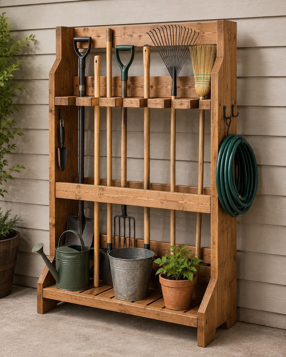Garden tool storage rack