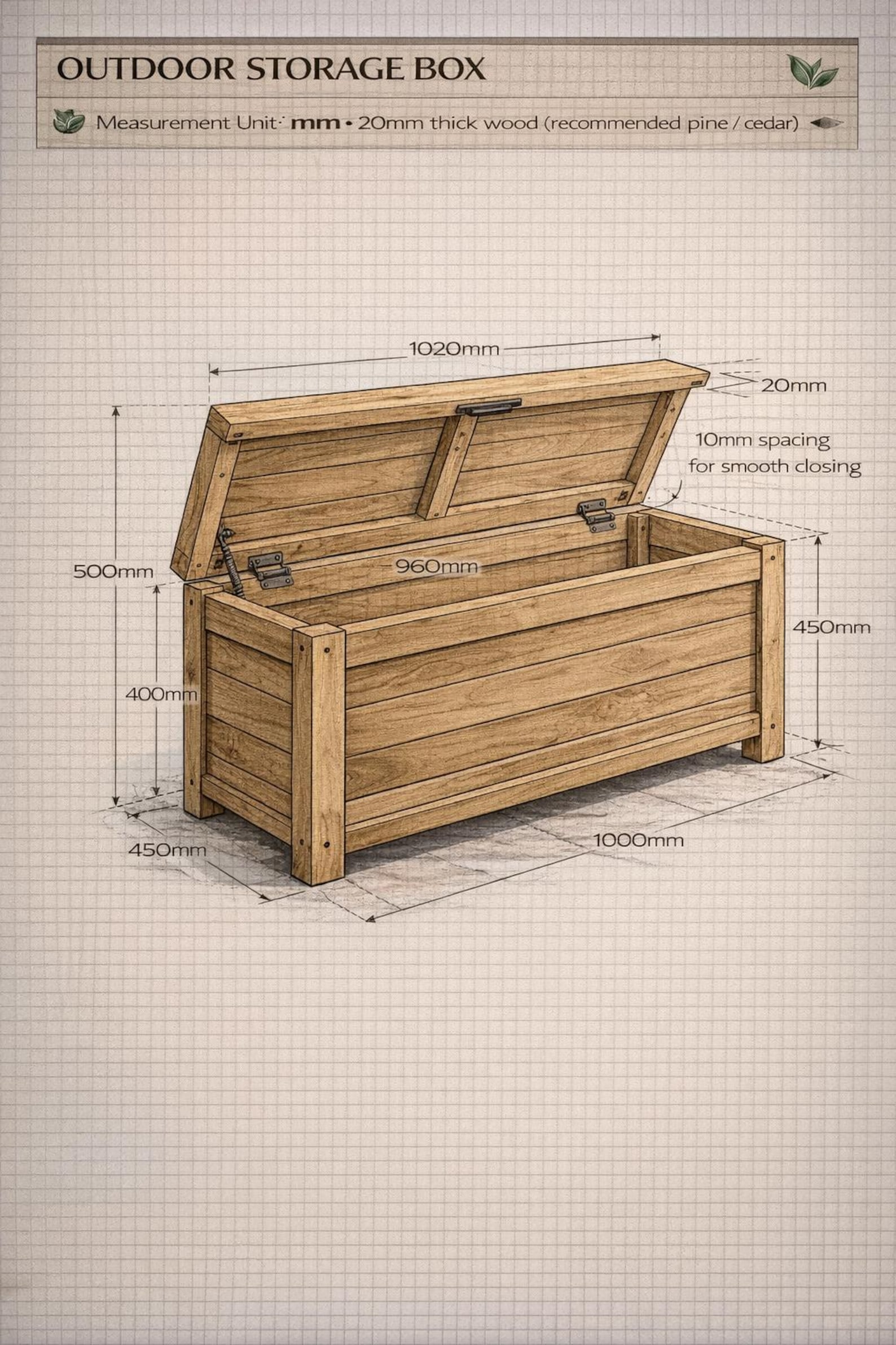 Outdoor Storage Box Plans PDF | DIY Wooden Deck Storage Bench - Etsy UK