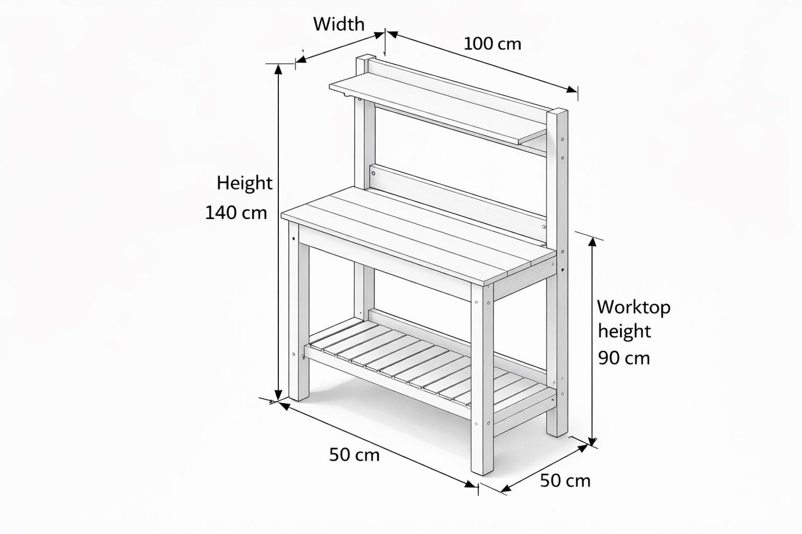 Garden Potting Bench Plans PDF | DIY Wooden Potting Table With Shelf - Etsy